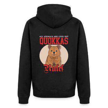 Quokka Kurzschwanzkänguru Quokkas Geschenk - Unisex Premium Bio Zip Hoodie - Schwarz - Hinten - Nico (187cm)