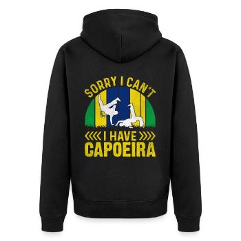 Tut mir leid, ich kann keine Capoeira haben - Unisex Premium Bio Zip Hoodie - Schwarz - Hinten - Nico (187cm)