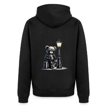 La veste de moto en cuir Cool Teddy Bear part en voyage - Veste à capuche bio Premium Unisexe - noir - Dos - Nico (187cm)