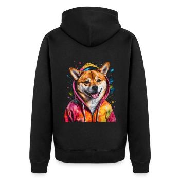 Shiba Inu Sweat à capuche chien drôle animal design imprimé - Veste à capuche bio Premium Unisexe - noir - Dos - Nico (187cm)