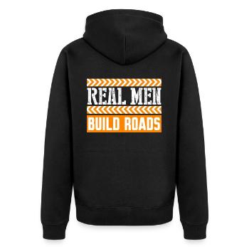 Roadbuilder Road Attendant Road Keeper - Unisex Premium Organic Zip Hoodie - black - Back - Nico (187cm)