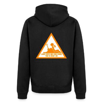 Road Keeper Roadbuilder Roadmaker - Unisex Premium Organic Zip Hoodie - black - Back - Nico (187cm)