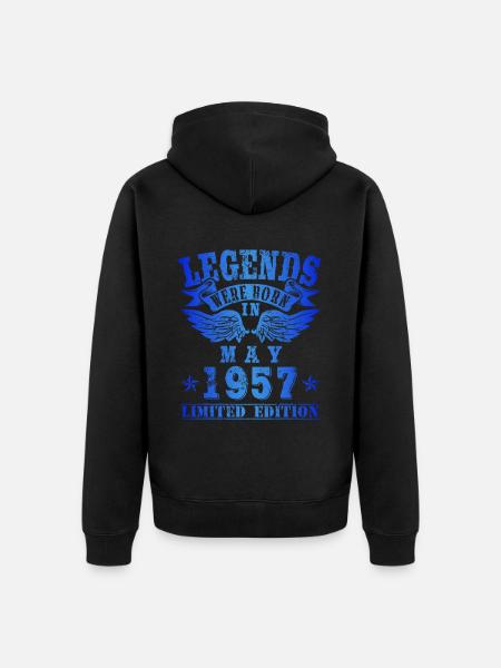 Le leggende sono nate nel maggio 1957 Compleanno - Felpa con cappuccio ecologica premium unisex - nero