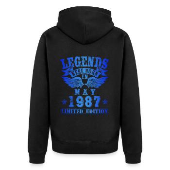 Legends were born in Mai 1987 Geburtstag - Unisex Premium Bio Zip Hoodie - Schwarz - Hinten - Nico (187cm)