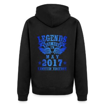 Les légendes sont nées en mai 2017 Anniversaire - Veste à capuche bio Premium Unisexe - noir - Dos - Nico (187cm)