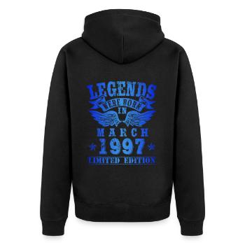 Legends were born in March 1997 Birthday - Unisex Premium Organic Zip Hoodie - black - Back - Nico (187cm)