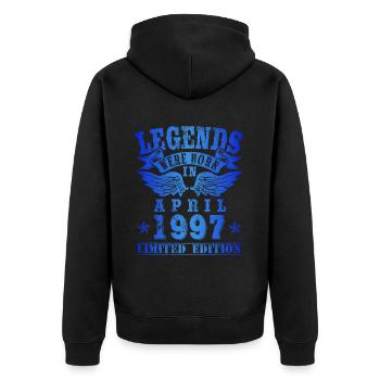 Legends were born in April 1997 Birthday - Unisex Premium Organic Zip Hoodie - black - Back - Nico (187cm)