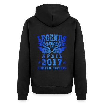 Les légendes sont nées en avril 2017 Anniversaire - Veste à capuche bio Premium Unisexe - noir - Dos - Nico (187cm)