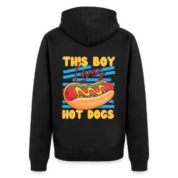 Hot Dog Adult Boy This Boy Loves - Unisex Premium Organic Zip Hoodie - black - Back - Nico (187cm)
