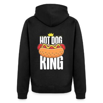 Hot Dog Adult King Hot Dog King - Unisex Premium Bio Zip Hoodie - Schwarz - Hinten - Nico (187cm)