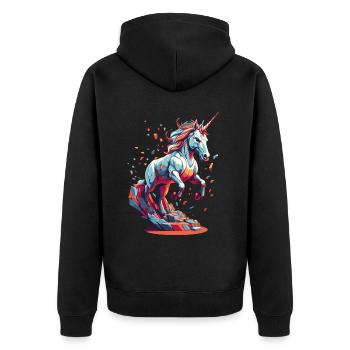 Amoureux de la licorne Licornes drôles Licorne mignonne - Veste à capuche bio Premium Unisexe - noir - Dos - Nico (187cm)