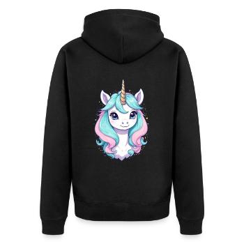 Couleurs pastel Licornes drôles pour Licorne - Veste à capuche bio Premium Unisexe - noir - Dos - Nico (187cm)