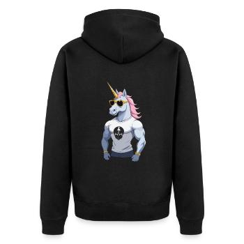 Papa Einhorn Lustiges Vatertag Design - Unisex Premium Bio Zip Hoodie - Schwarz - Hinten - Nico (187cm)