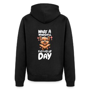 Yorkshire Terrier Drôle Jour de merde - Veste à capuche bio Premium Unisexe - noir - Dos - Nico (187cm)