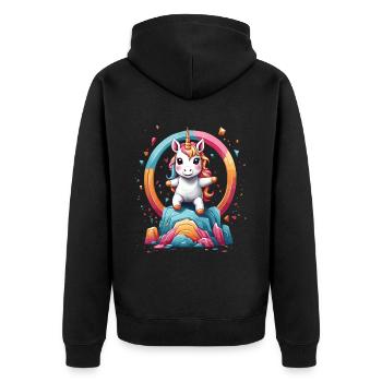 Licornes drôles Jolie fille licorne - Veste à capuche bio Premium Unisexe - noir - Dos - Nico (187cm)