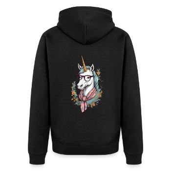 Lustige Einhorn Mama Muttertag - Unisex Premium Bio Zip Hoodie - Schwarz - Hinten - Nico (187cm)