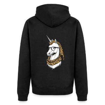 Unicorn Mom Funny Mom Unicorns Loving Mom - Unisex Premium Organic Zip Hoodie - black - Back - Nico (187cm)