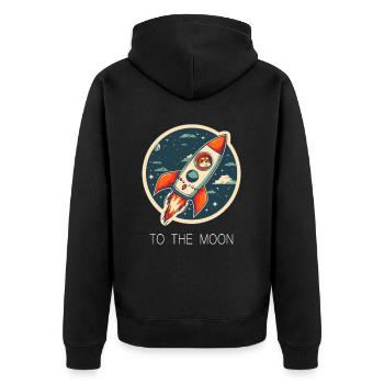 To The Moon Shiba Inu Rocket Crypto Monnaie - Veste à capuche bio Premium Unisexe - noir - Dos - Nico (187cm)