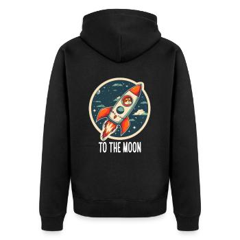 To The Moon Shiba Inu Rocket Crypto Monnaie - Veste à capuche bio Premium Unisexe - noir - Dos - Nico (187cm)