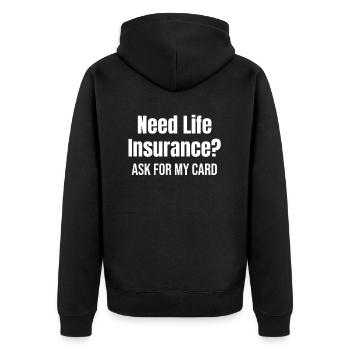 Avez-vous besoin d’une assurance vie ? Demander - Veste à capuche bio Premium Unisexe - noir - Dos - Nico (187cm)
