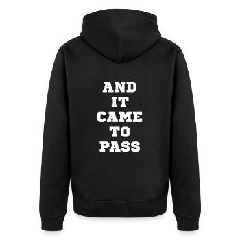 Und Es Geschah: Lustiger Mormonischer Heiliger - Unisex Premium Bio Zip Hoodie - Schwarz - Hinten - Nico (187cm)