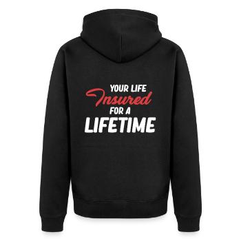 Votre vie est assurée à vie - Veste à capuche bio Premium Unisexe - noir - Dos - Nico (187cm)