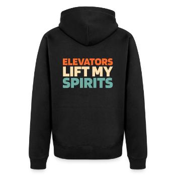 Elevator Elevator - Unisex Premium Organic Zip Hoodie - black - Back - Nico (187cm)