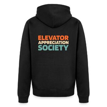 Fahrstuhl Aufzug - Unisex Premium Bio Zip Hoodie - Schwarz - Hinten - Nico (187cm)