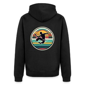 Capoeira - Unisex Premium Organic Zip Hoodie - black - Back - Nico (187cm)