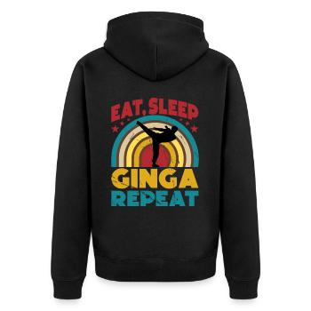 Eat Sleep Ginga Repeat - Unisex Premium Organic Zip Hoodie - black - Back - Nico (187cm)