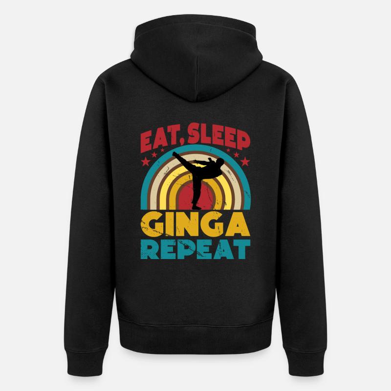 Eat Sleep Ginga Repeat - Unisex Premium Organic Zip Hoodie - black