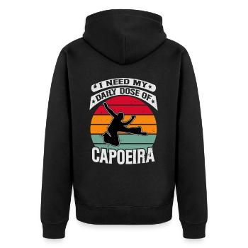 I need my daily dose of Capoeira - Unisex Premium Organic Zip Hoodie - black - Back - Nico (187cm)