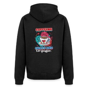ED-Krankenschwester Koffein, Chaos Und Mitgefühl - Unisex Premium Bio Zip Hoodie - Schwarz - Hinten - Nico (187cm)