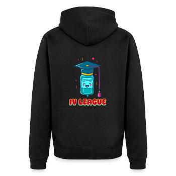 ED-Krankenschwester IV-Liga - Unisex Premium Bio Zip Hoodie - Schwarz - Hinten - Nico (187cm)