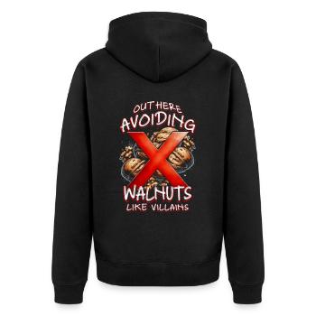 Walnut Allergy Out Here Avoiding Walnuts - Unisex Premium Organic Zip Hoodie - black - Back - Nico (187cm)