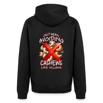 Cashew Allergy Out Here Avoiding Cashews - Unisex Premium Organic Zip Hoodie - black - Back - Nico (187cm)