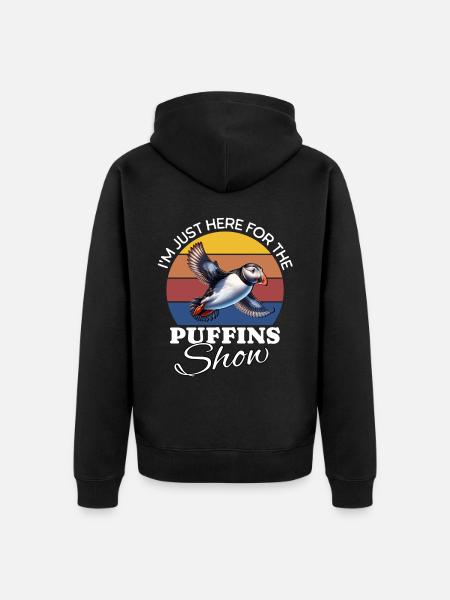 Funny puffin sayings - Unisex Premium Organic Zip Hoodie - black