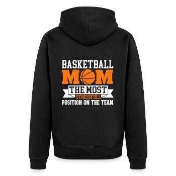 Basketball Mom Basketball Mama - Unisex Premium Bio Zip Hoodie - Schwarz - Hinten - Nico (187cm)