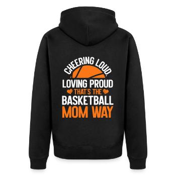 Basketball Mom Basketball Mama - Unisex Premium Bio Zip Hoodie - Schwarz - Hinten - Nico (187cm)