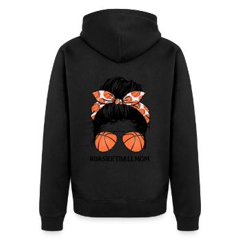 Basketball Mom Basketball Mama - Unisex Premium Bio Zip Hoodie - Schwarz - Hinten - Nico (187cm)