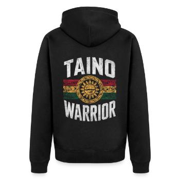 Taino-Indianer Puerto Rico Boricua Puerto-Ricaner - Unisex Premium Bio Zip Hoodie - Schwarz - Hinten - Nico (187cm)