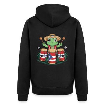 Taino-Indianer Puerto Rico Boricua Puerto-Ricaner - Unisex Premium Bio Zip Hoodie - Schwarz - Hinten - Nico (187cm)