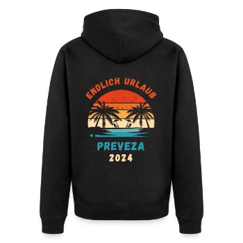 Preveza Griechenland Urlaub 2024 Idee - Unisex Premium Bio Zip Hoodie - Schwarz - Hinten - Nico (187cm)