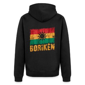 Taino-Indianer Puerto Rico Boricua Puerto-Ricaner - Unisex Premium Bio Zip Hoodie - Schwarz - Hinten - Nico (187cm)