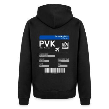 Preveza Aktio Boarding Pass Griechenland Urlaub - Unisex Premium Bio Zip Hoodie - Schwarz - Hinten - Nico (187cm)
