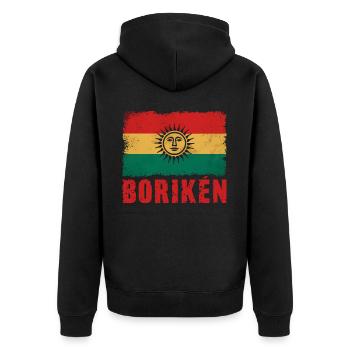 Taino-Indianer Puerto Rico Boricua Puerto-Ricaner - Unisex Premium Bio Zip Hoodie - Schwarz - Hinten - Nico (187cm)