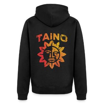 Taino-Indianer Puerto Rico Boricua Puerto-Ricaner - Unisex Premium Bio Zip Hoodie - Schwarz - Hinten - Nico (187cm)