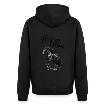Friesian Mom, friesian horse - Unisex Premium Bio Zip Hoodie - Schwarz - Hinten - Nico (187cm)