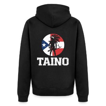 Taino-Indianer Puerto Rico Boricua Puerto-Ricaner - Unisex Premium Bio Zip Hoodie - Schwarz - Hinten - Nico (187cm)