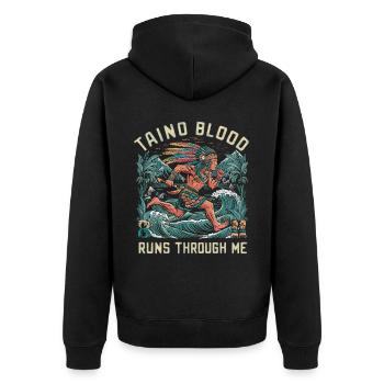 Taino-Indianer Puerto Rico Boricua Puerto-Ricaner - Unisex Premium Bio Zip Hoodie - Schwarz - Hinten - Nico (187cm)